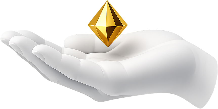 Consilium mark: an open hand holding a gold octahedron